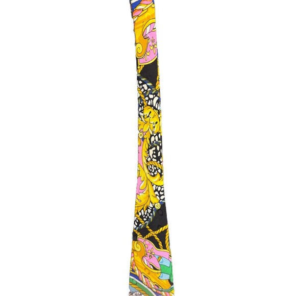 Vtg V2 Versace Mens Yellow Red Green Geometric Silk Tie 3.75" W Luxury Italy - Picture 6 of 9